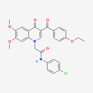 B2825940 N-(4-chlorophenyl)-2-[3-(4-ethoxybenzoyl)-6,7-dimethoxy-4-oxoquinolin-1-yl]acetamide CAS No. 872198-82-8