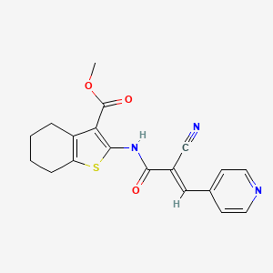 molecular formula C19H17N3O3S B2825964 (E)-methyl 2-(2-cyano-3-(pyridin-4-yl)acrylamido)-4,5,6,7-tetrahydrobenzo[b]thiophene-3-carboxylate CAS No. 868154-65-8