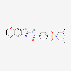 molecular formula C23H25N3O5S2 B2825990 N-(6,7-dihydro-[1,4]dioxino[2,3-f][1,3]benzothiazol-2-yl)-4-(3,5-dimethylpiperidin-1-yl)sulfonylbenzamide CAS No. 892842-14-7