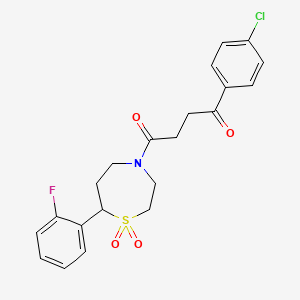 1-(4-Chlorophenyl)-4-(7-(2-fluorophenyl)-1,1-dioxido-1,4-thiazepan-4-yl)butane-1,4-dione