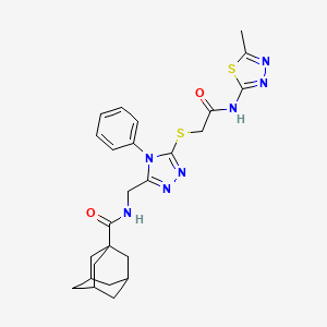 molecular formula C25H29N7O2S2 B2826002 N-{[5-({[(5-methyl-1,3,4-thiadiazol-2-yl)carbamoyl]methyl}sulfanyl)-4-phenyl-4H-1,2,4-triazol-3-yl]methyl}adamantane-1-carboxamide CAS No. 476452-40-1