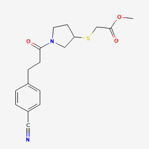 Methyl 2-((1-(3-(4-cyanophenyl)propanoyl)pyrrolidin-3-yl)thio)acetate