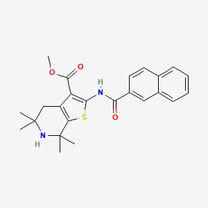 molecular formula C24H26N2O3S B2826013 methyl 5,5,7,7-tetramethyl-2-(naphthalene-2-amido)-4H,5H,6H,7H-thieno[2,3-c]pyridine-3-carboxylate CAS No. 887900-97-2