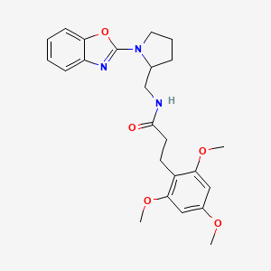 molecular formula C24H29N3O5 B2826026 N-((1-(benzo[d]oxazol-2-yl)pyrrolidin-2-yl)methyl)-3-(2,4,6-trimethoxyphenyl)propanamide CAS No. 1704533-68-5