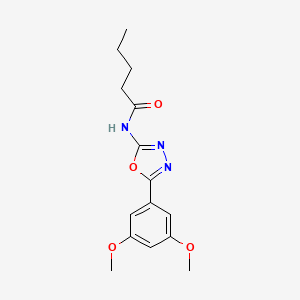 molecular formula C15H19N3O4 B2826033 N-[5-(3,5-dimethoxyphenyl)-1,3,4-oxadiazol-2-yl]pentanamide CAS No. 941997-79-1