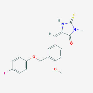 molecular formula C19H17FN2O3S B282605 5-{3-[(4-fluorophenoxy)methyl]-4-methoxybenzylidene}-3-methyl-2-sulfanyl-3,5-dihydro-4H-imidazol-4-one 