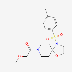molecular formula C18H26N2O5S B2826052 2-ethoxy-1-[4-(4-methylbenzenesulfonyl)-1-oxa-4,8-diazaspiro[4.5]decan-8-yl]ethan-1-one CAS No. 896379-98-9