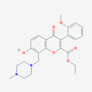 molecular formula C25H28N2O6 B2826063 ethyl 7-hydroxy-3-(2-methoxyphenyl)-8-[(4-methylpiperazin-1-yl)methyl]-4-oxo-4H-chromene-2-carboxylate CAS No. 637746-84-0