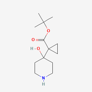 molecular formula C13H23NO3 B2826087 Tert-butyl 1-(4-hydroxypiperidin-4-yl)cyclopropane-1-carboxylate CAS No. 2247107-30-6