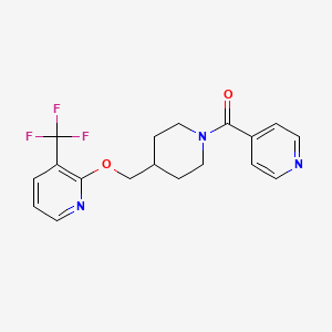 B2826120 Pyridin-4-yl-[4-[[3-(trifluoromethyl)pyridin-2-yl]oxymethyl]piperidin-1-yl]methanone CAS No. 2379975-99-0