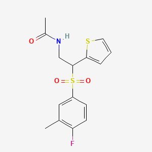 molecular formula C15H16FNO3S2 B2826127 N-[2-(4-FLUORO-3-METHYLBENZENESULFONYL)-2-(THIOPHEN-2-YL)ETHYL]ACETAMIDE CAS No. 946264-64-8