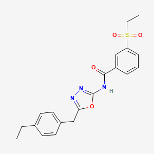 molecular formula C20H21N3O4S B2826159 N-(5-(4-ethylbenzyl)-1,3,4-oxadiazol-2-yl)-3-(ethylsulfonyl)benzamide CAS No. 1170595-14-8