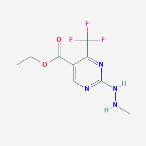 molecular formula C9H11F3N4O2 B2826172 ethyl 2-(2-methylhydrazino)-4-(trifluoromethyl)-5-pyrimidinecarboxylate CAS No. 678139-50-9