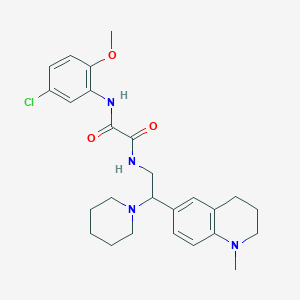 molecular formula C26H33ClN4O3 B2826193 N-(5-chloro-2-methoxyphenyl)-N'-[2-(1-methyl-1,2,3,4-tetrahydroquinolin-6-yl)-2-(piperidin-1-yl)ethyl]ethanediamide CAS No. 922096-63-7