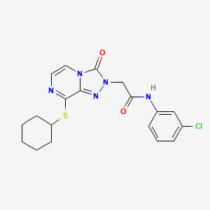 molecular formula C19H20ClN5O2S B2826199 N-(3-chlorophenyl)-2-[8-(cyclohexylsulfanyl)-3-oxo-2H,3H-[1,2,4]triazolo[4,3-a]pyrazin-2-yl]acetamide CAS No. 1251575-19-5