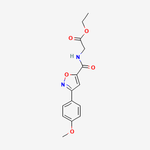molecular formula C15H16N2O5 B2826202 ethyl {N}-{[3-(4-methoxyphenyl)isoxazol-5-yl]carbonyl}glycinate CAS No. 924871-39-6