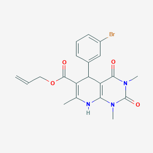 molecular formula C20H20BrN3O4 B2826239 prop-2-en-1-yl 5-(3-bromophenyl)-1,3,7-trimethyl-2,4-dioxo-1H,2H,3H,4H,5H,8H-pyrido[2,3-d]pyrimidine-6-carboxylate CAS No. 622360-28-5