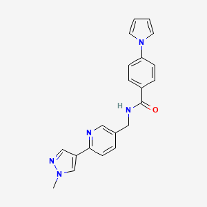 molecular formula C21H19N5O B2826321 N-{[6-(1-methyl-1H-pyrazol-4-yl)pyridin-3-yl]methyl}-4-(1H-pyrrol-1-yl)benzamide CAS No. 2097864-59-8