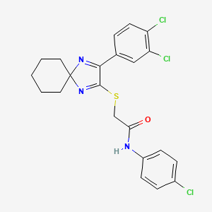 molecular formula C22H20Cl3N3OS B2826342 N-(4-CHLOROPHENYL)-2-{[3-(3,4-DICHLOROPHENYL)-1,4-DIAZASPIRO[4.5]DECA-1,3-DIEN-2-YL]SULFANYL}ACETAMIDE CAS No. 899914-61-5