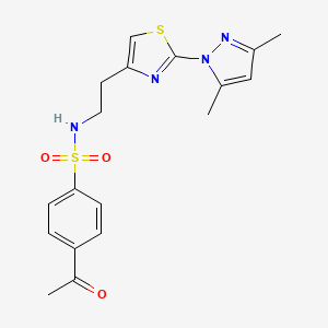 4-acetyl-N-(2-(2-(3,5-dimethyl-1H-pyrazol-1-yl)thiazol-4-yl)ethyl)benzenesulfonamide