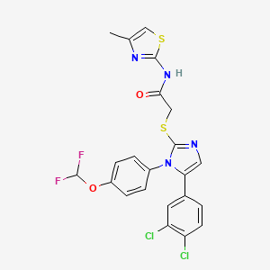2-((5-(3,4-dichlorophenyl)-1-(4-(difluoromethoxy)phenyl)-1H-imidazol-2-yl)thio)-N-(4-methylthiazol-2-yl)acetamide
