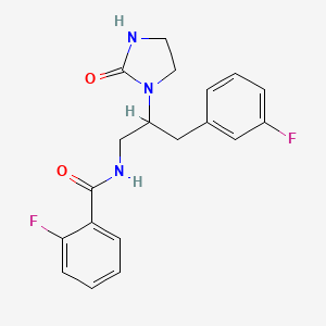 2-fluoro-N-(3-(3-fluorophenyl)-2-(2-oxoimidazolidin-1-yl)propyl)benzamide