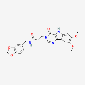 molecular formula C23H22N4O6 B2826399 N-[(2H-1,3-benzodioxol-5-yl)methyl]-3-{7,8-dimethoxy-4-oxo-3H,4H,5H-pyrimido[5,4-b]indol-3-yl}propanamide CAS No. 1105228-58-7