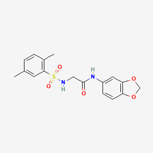 molecular formula C17H18N2O5S B2826401 N-(2H-1,3-BENZODIOXOL-5-YL)-2-(2,5-DIMETHYLBENZENESULFONAMIDO)ACETAMIDE CAS No. 690644-38-3