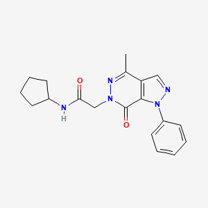 molecular formula C19H21N5O2 B2826431 N-cyclopentyl-2-{4-methyl-7-oxo-1-phenyl-1H,6H,7H-pyrazolo[3,4-d]pyridazin-6-yl}acetamide CAS No. 955781-04-1