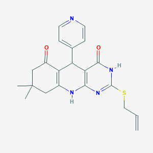 2-(allylthio)-8,8-dimethyl-5-(pyridin-4-yl)-7,8,9,10-tetrahydropyrimido[4,5-b]quinoline-4,6(3H,5H)-dione
