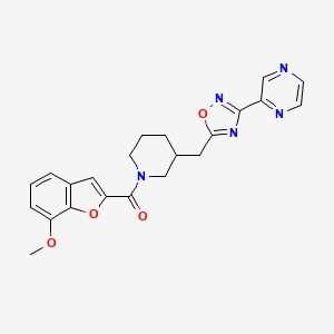 (7-Methoxybenzofuran-2-yl)(3-((3-(pyrazin-2-yl)-1,2,4-oxadiazol-5-yl)methyl)piperidin-1-yl)methanone