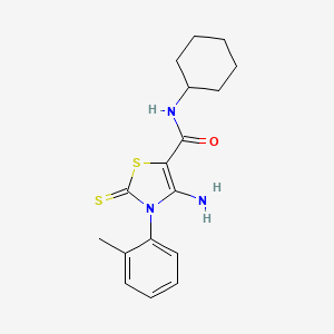 molecular formula C17H21N3OS2 B2826480 4-amino-N-cyclohexyl-2-thioxo-3-(o-tolyl)-2,3-dihydrothiazole-5-carboxamide CAS No. 946330-49-0