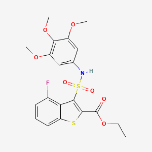 molecular formula C20H20FNO7S2 B2826489 Ethyl 4-fluoro-3-[(3,4,5-trimethoxyphenyl)sulfamoyl]-1-benzothiophene-2-carboxylate CAS No. 899724-42-6