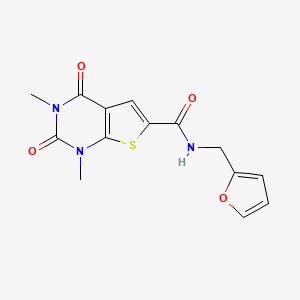 molecular formula C14H13N3O4S B2826495 N-(furan-2-ylmethyl)-1,3-dimethyl-2,4-dioxo-1,2,3,4-tetrahydrothieno[2,3-d]pyrimidine-6-carboxamide CAS No. 946206-62-8