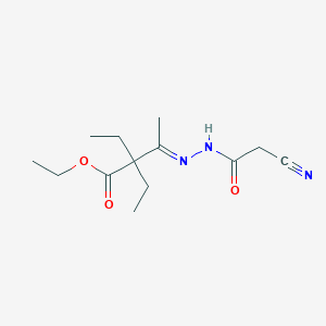 molecular formula C13H21N3O3 B2826506 ethyl 3-[(E)-2-(2-cyanoacetyl)hydrazono]-2,2-diethylbutanoate CAS No. 477871-02-6
