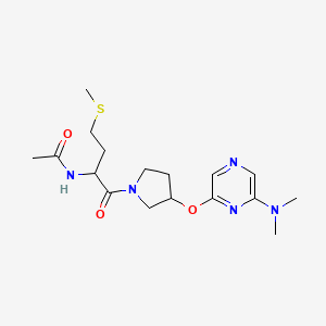 molecular formula C17H27N5O3S B2826509 N-(1-(3-((6-(dimethylamino)pyrazin-2-yl)oxy)pyrrolidin-1-yl)-4-(methylthio)-1-oxobutan-2-yl)acetamide CAS No. 2034201-78-8