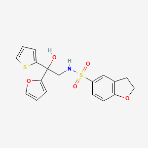 molecular formula C18H17NO5S2 B2826530 N-(2-(furan-2-yl)-2-hydroxy-2-(thiophen-2-yl)ethyl)-2,3-dihydrobenzofuran-5-sulfonamide CAS No. 2034334-62-6