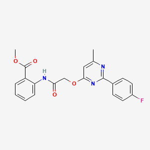 molecular formula C21H18FN3O4 B2826536 Methyl 2-(2-{[2-(4-fluorophenyl)-6-methylpyrimidin-4-yl]oxy}acetamido)benzoate CAS No. 1251599-07-1