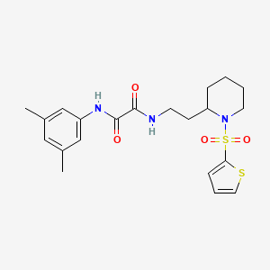 molecular formula C21H27N3O4S2 B2826544 N'-(3,5-dimethylphenyl)-N-{2-[1-(thiophene-2-sulfonyl)piperidin-2-yl]ethyl}ethanediamide CAS No. 898368-78-0