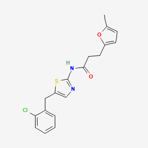 molecular formula C18H17ClN2O2S B2826551 N-(5-(2-chlorobenzyl)thiazol-2-yl)-3-(5-methylfuran-2-yl)propanamide CAS No. 452351-81-4