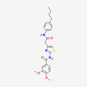 molecular formula C24H27N3O4S B2826583 N-(4-{[(4-butylphenyl)carbamoyl]methyl}-1,3-thiazol-2-yl)-3,4-dimethoxybenzamide CAS No. 1005308-24-6