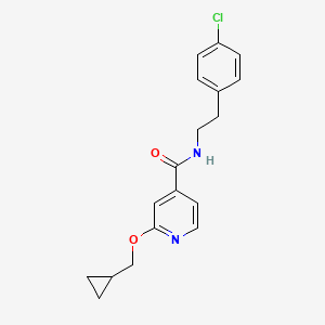 molecular formula C18H19ClN2O2 B2826587 N-[2-(4-chlorophenyl)ethyl]-2-(cyclopropylmethoxy)pyridine-4-carboxamide CAS No. 2034618-73-8