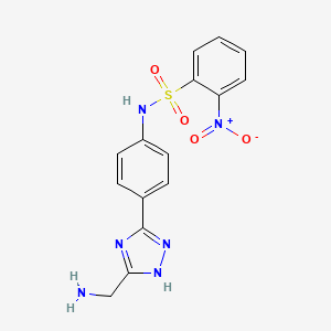 molecular formula C15H14N6O4S B2826610 N-[4-[5-(Aminomethyl)-1H-1,2,4-triazol-3-yl]phenyl]-2-nitrobenzenesulfonamide CAS No. 2138098-73-2