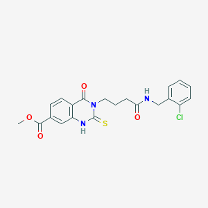 molecular formula C21H20ClN3O4S B2826644 methyl 3-(3-{[(2-chlorophenyl)methyl]carbamoyl}propyl)-4-oxo-2-sulfanylidene-1,2,3,4-tetrahydroquinazoline-7-carboxylate CAS No. 946306-98-5