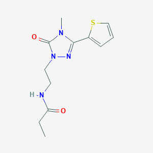 molecular formula C12H16N4O2S B2826651 N-(2-(4-methyl-5-oxo-3-(thiophen-2-yl)-4,5-dihydro-1H-1,2,4-triazol-1-yl)ethyl)propionamide CAS No. 1209557-13-0