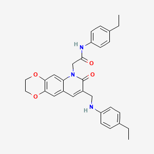 B2826663 N-(4-ethylphenyl)-2-(8-(((4-ethylphenyl)amino)methyl)-7-oxo-2,3-dihydro-[1,4]dioxino[2,3-g]quinolin-6(7H)-yl)acetamide CAS No. 893788-03-9