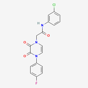 molecular formula C18H13ClFN3O3 B2826730 N-(3-chlorophenyl)-2-[4-(4-fluorophenyl)-2,3-dioxo-1,2,3,4-tetrahydropyrazin-1-yl]acetamide CAS No. 886886-49-3
