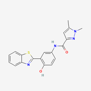 molecular formula C19H16N4O2S B2826734 N-(3-(benzo[d]thiazol-2-yl)-4-hydroxyphenyl)-1,5-dimethyl-1H-pyrazole-3-carboxamide CAS No. 1019105-72-6