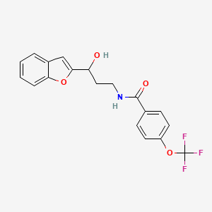 molecular formula C19H16F3NO4 B2826742 N-[3-(1-BENZOFURAN-2-YL)-3-HYDROXYPROPYL]-4-(TRIFLUOROMETHOXY)BENZAMIDE CAS No. 1448065-30-2