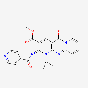 molecular formula C23H21N5O4 B2826750 ethyl 2-oxo-7-propan-2-yl-6-(pyridine-4-carbonylimino)-1,7,9-triazatricyclo[8.4.0.03,8]tetradeca-3(8),4,9,11,13-pentaene-5-carboxylate CAS No. 685859-79-4